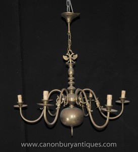 Laiton antique Néerlandais Lustre Art Nouveau Lampe