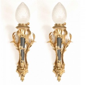 Paire victoriennes Ormolu Bras de flamme