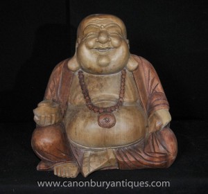 Sculpté à la main Heureux Statue de Bouddha Rire art bouddhique