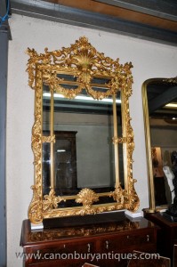 XL Napoléon III Gilt Pier Miroir Rococo miroirs en verre Frame
