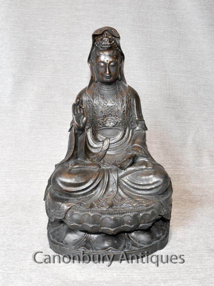 Bronze tibétain Statue de Bouddha Méditation Pose Abhaya Mudra art bouddhique