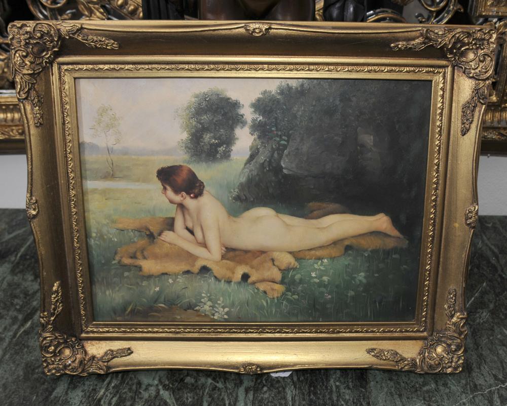 Anglais Edwardian Femme nue Portrait cadre doré Art