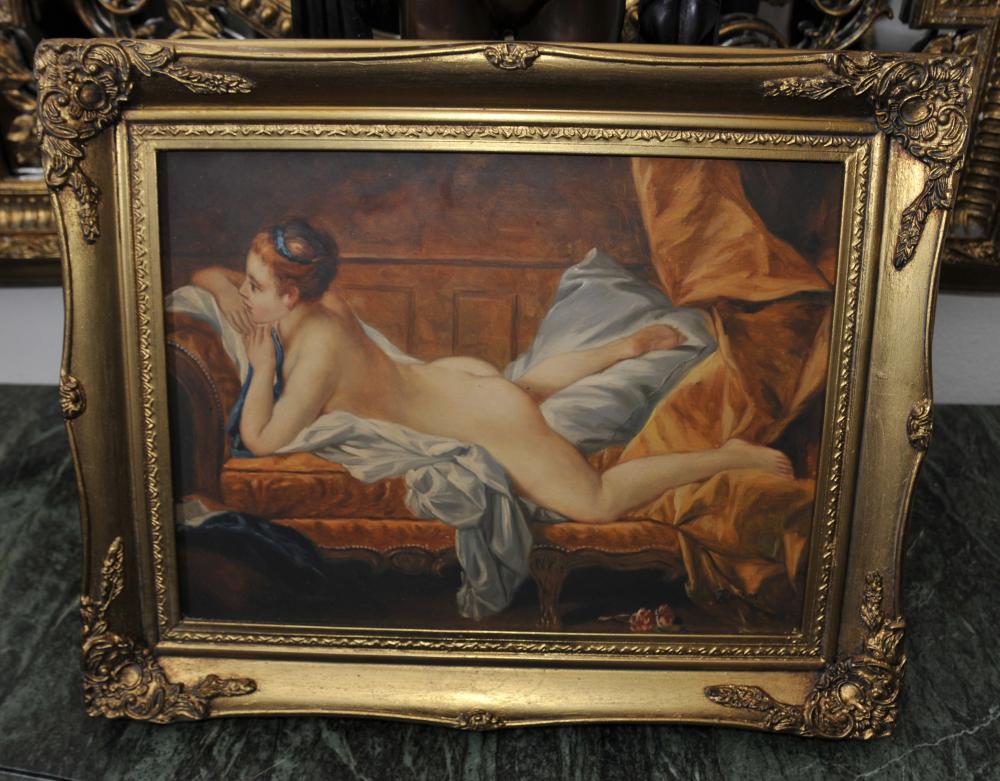 Peinture à l'huile English Femme nue Odalisque Signé R Wilson