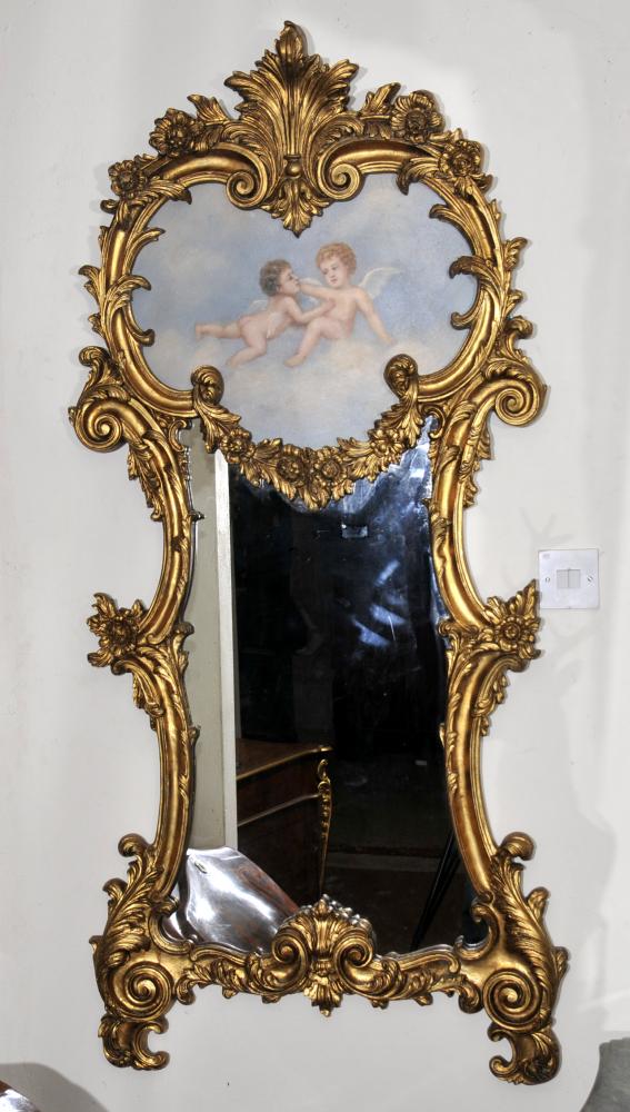 Rococo français Chérubin Gilt Pier verre miroir Miroirs Putti