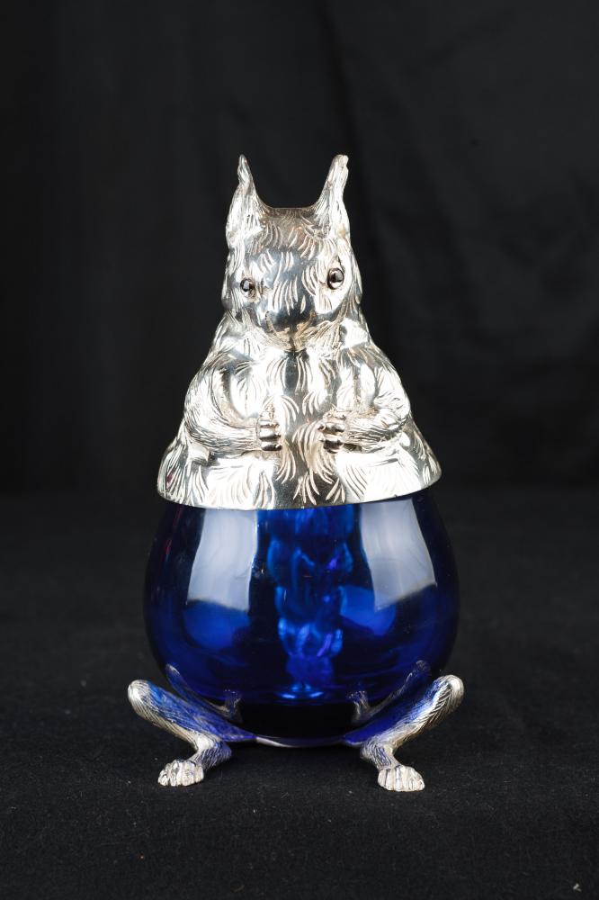 Français Argent Plate Cut verre Squirrel Jug Aiguière