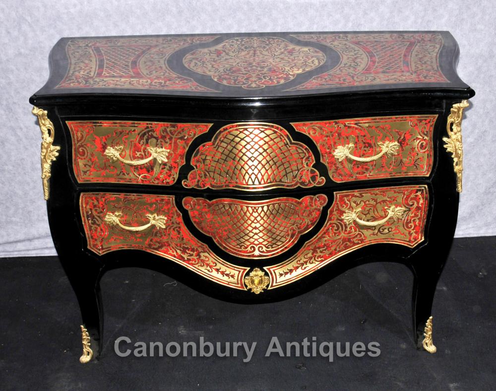 Français Boulle Chest Tiroirs Bombe Commode Louis XVI Meubles Inlay