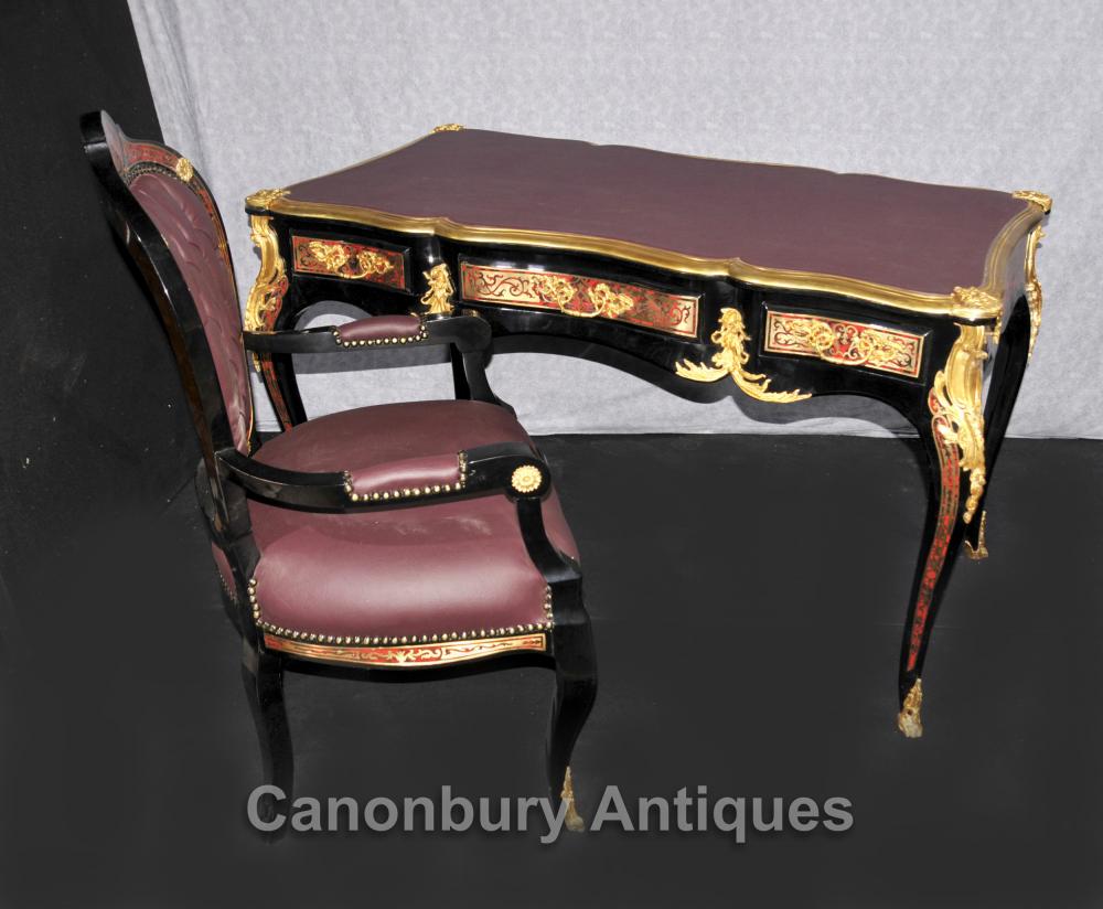 Français Boulle bureau et chaises Table écriture Bureau Inlay Meubles