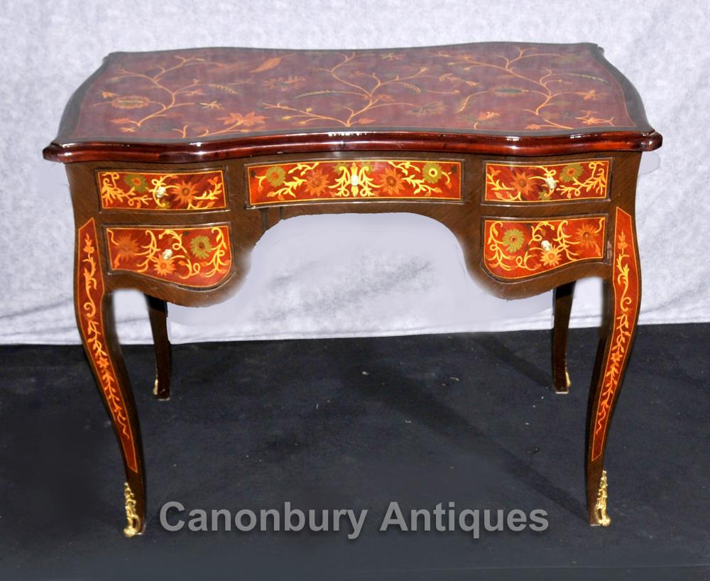 Français Empire bureau Floral Marqueterie incrusté écriture Bureau Table