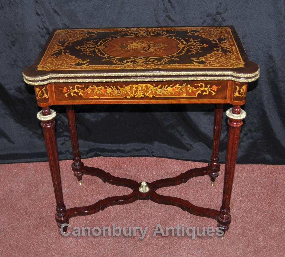 Louis XVI française d'échecs Table Marqueterie Inlay Console