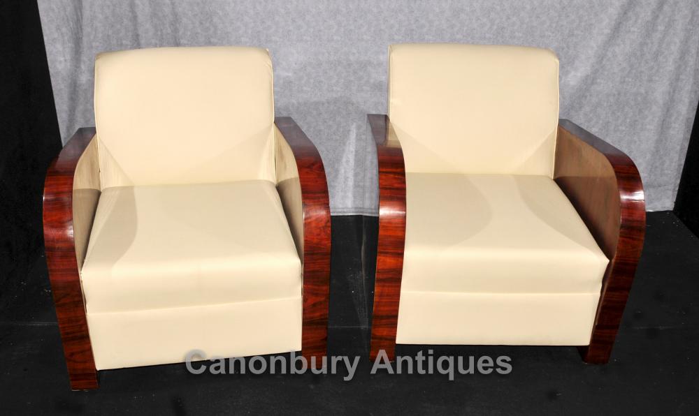 Paire Art Déco fauteuils club Rosewood 1920 Fauteuil