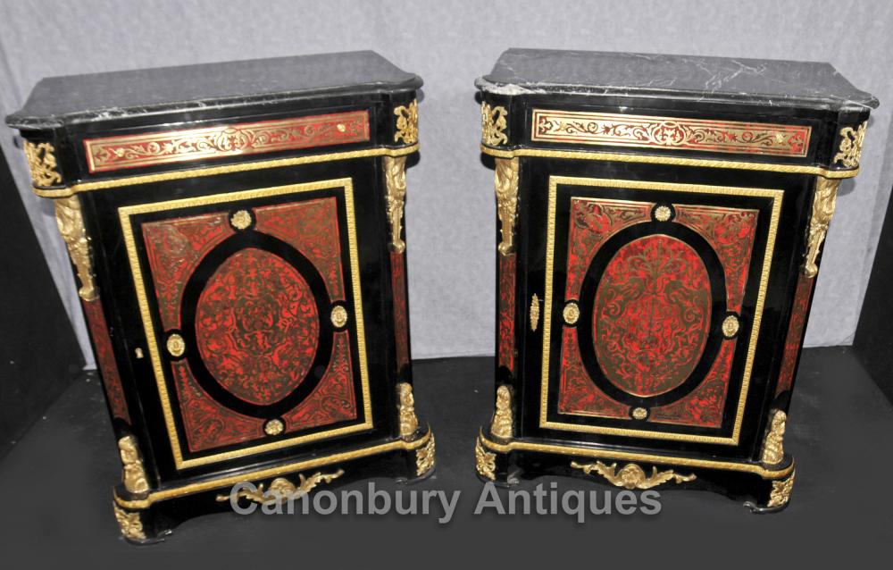 Paire Boulle Louis XIV Armoires Commodes Buhl Inlay Meubles