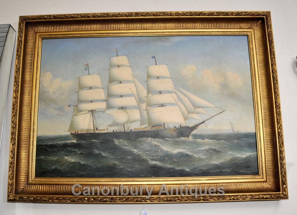 Peinture à l'huile de Victoria Clipper Ship Seascape Art Maritime