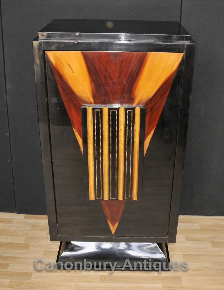 Art Deco Laque Cocktail Drinks Cabinet Chest