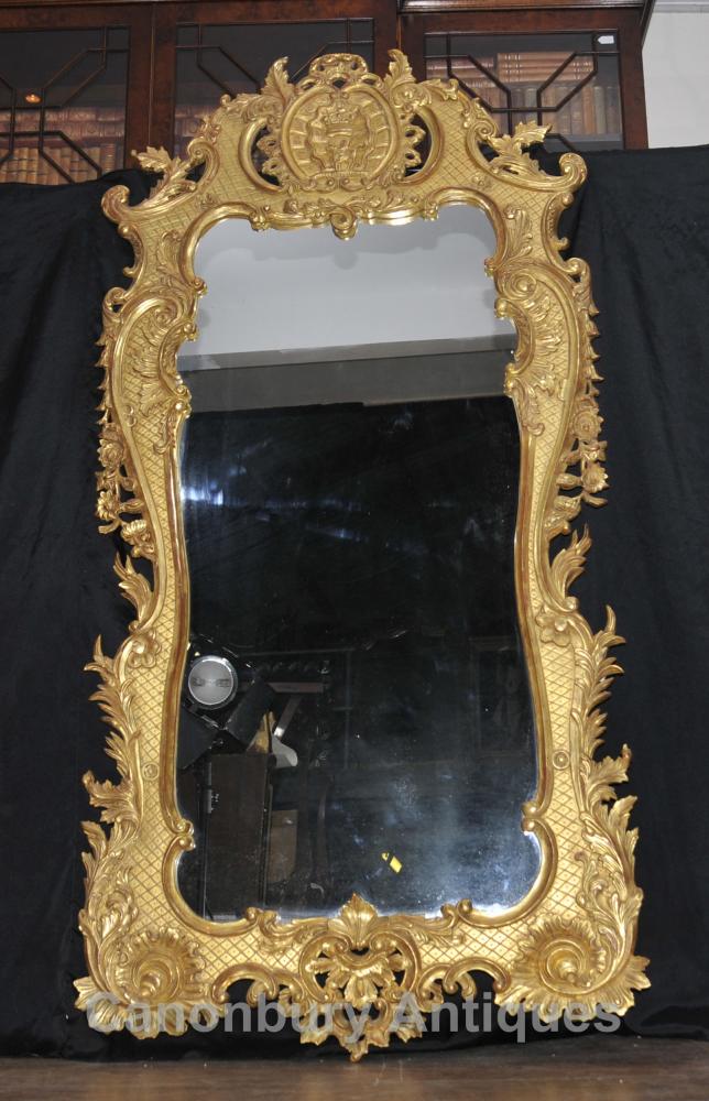 Big français Louis XVI Gilt Pier Miroir en verre Miroirs