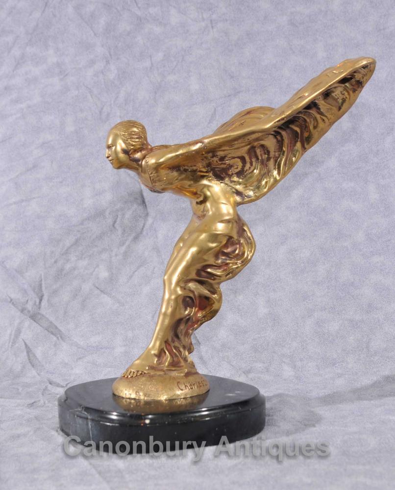 English Art Nouveau Bronze Voler Lady Statue par Charles Sykes