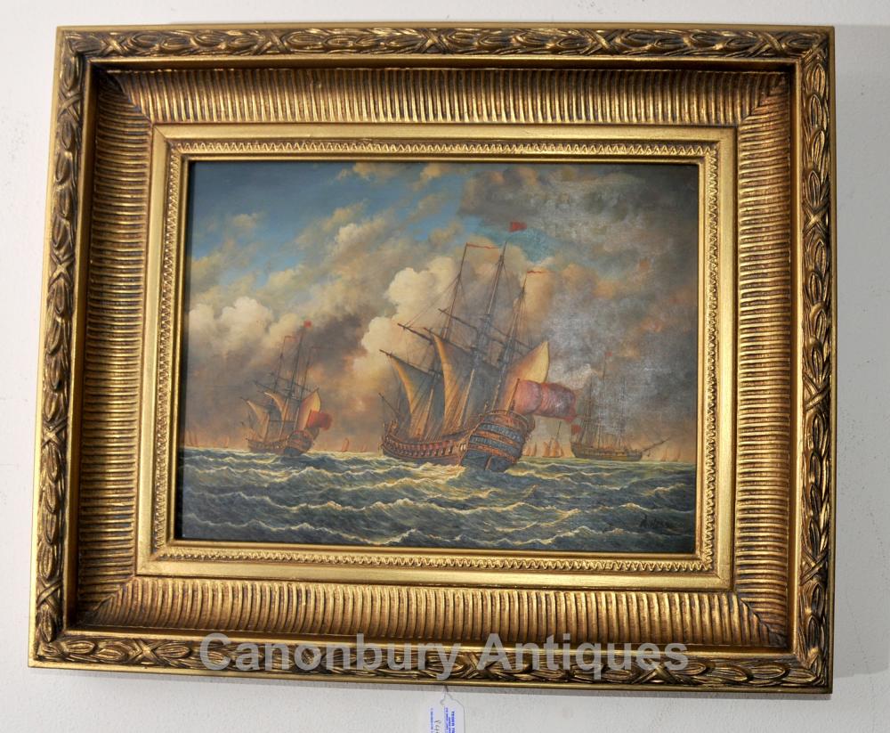 Peinture à l'huile espagnole Galleon Sail Boat Maritime Seascape