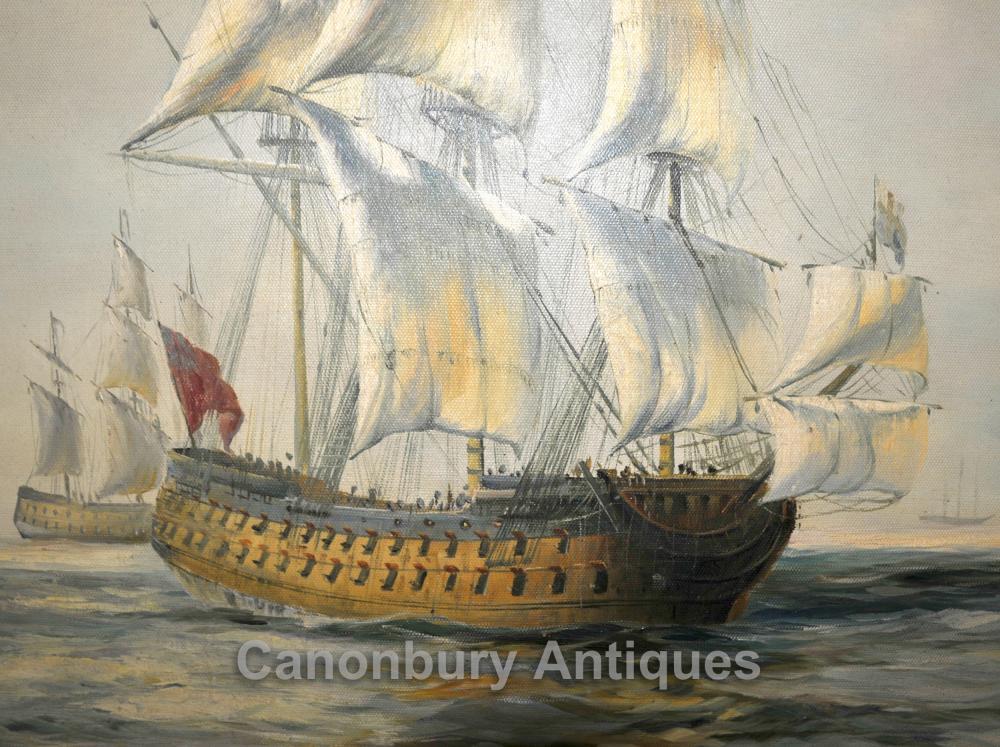 Peinture à l'huile victorienne Clipper Ship Seascape Art Maritime