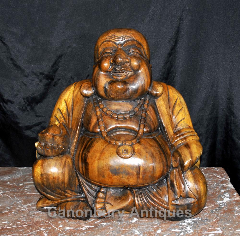 Sculpté à la main Heureux Bouddha Statue Figurine Art bouddhiste Bouddhisme