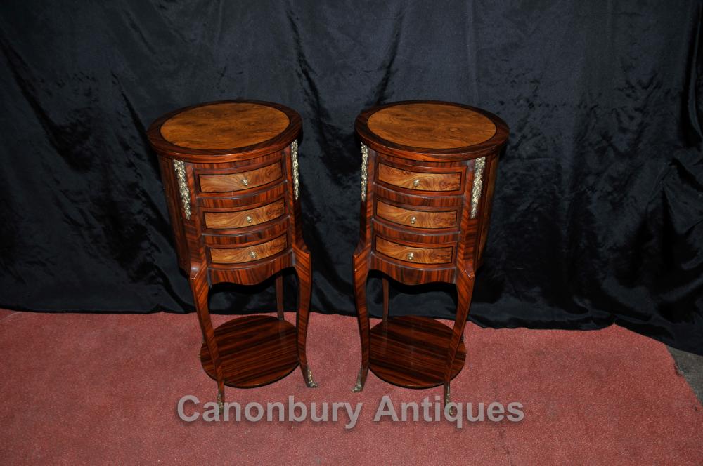 Tables Paire Regency chevet Commodes Tiroirs Nightstands Noyer