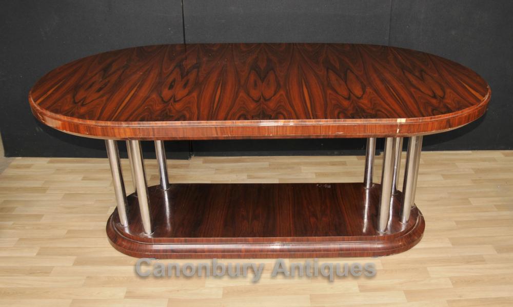 Art Deco table à manger Rosewood Chrome Legs moderniste Meubles