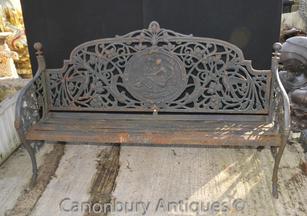 English Cast Victorian Fer Garden Bench Seat Architectural