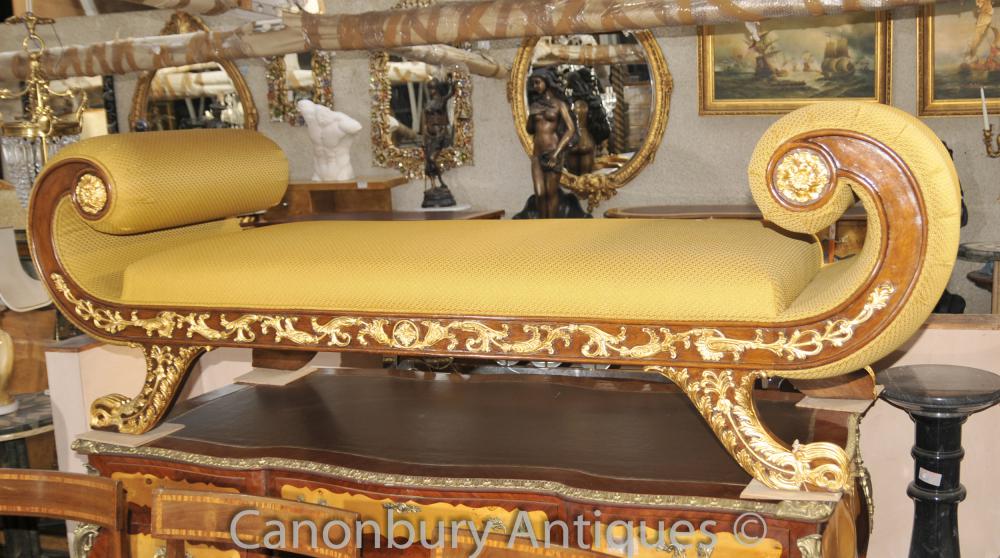 French Louis XVI Gilt Stool Daybed Chaise Longue