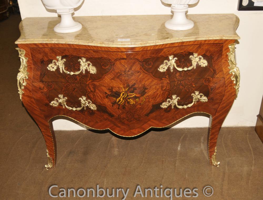 Paire Louis XVI Bombe Commodes Tiroirs Commodes Marqueterie Inlay