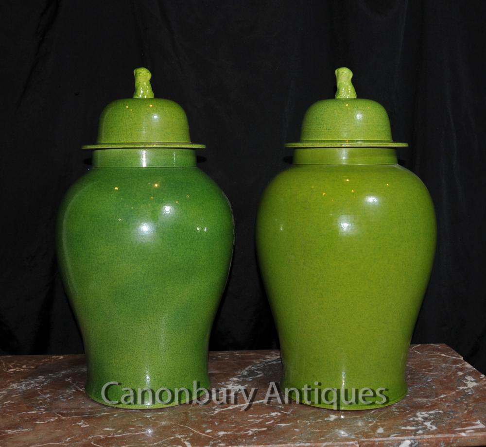 Paire porcelaine chinoise Ginger Jars Lidded Urnes Vases