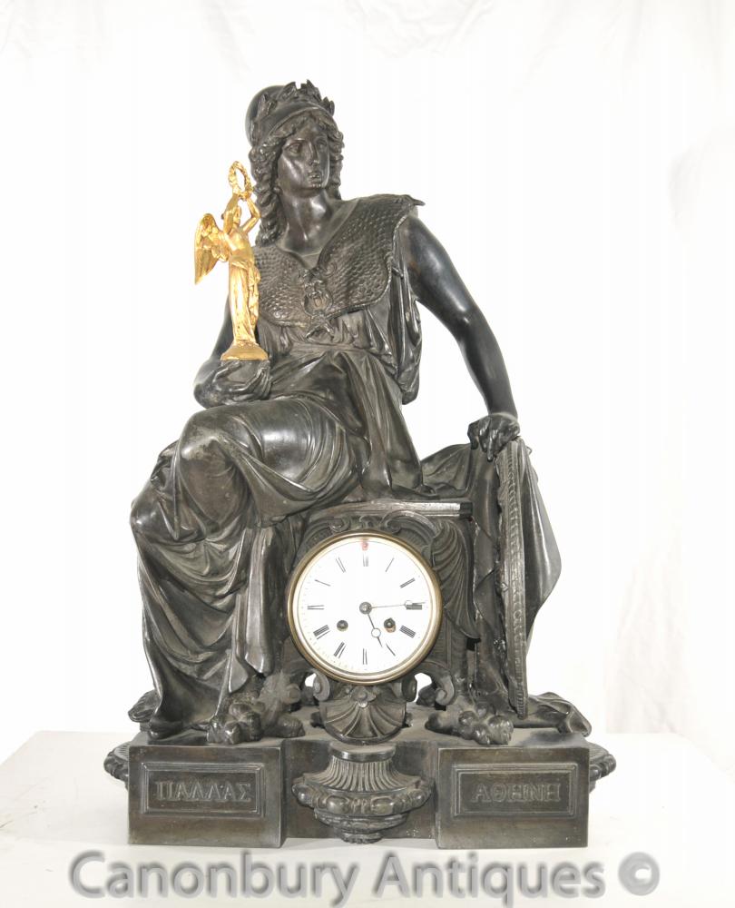 Antique Empire français Spelter Garniture horloge