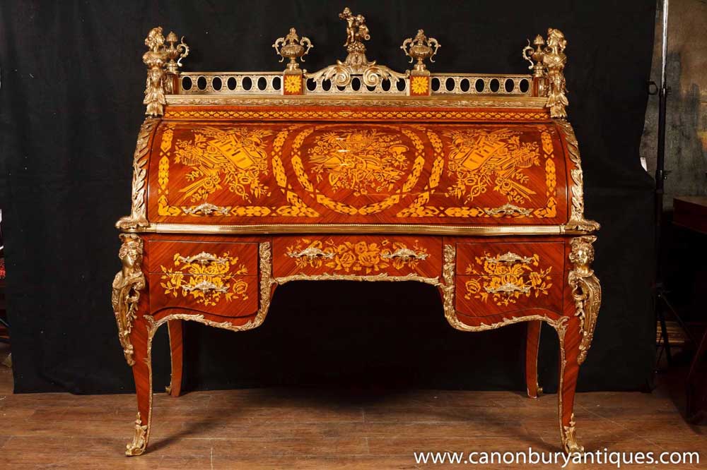 French Louis XV Bureau Du Roi Roll Top Desk