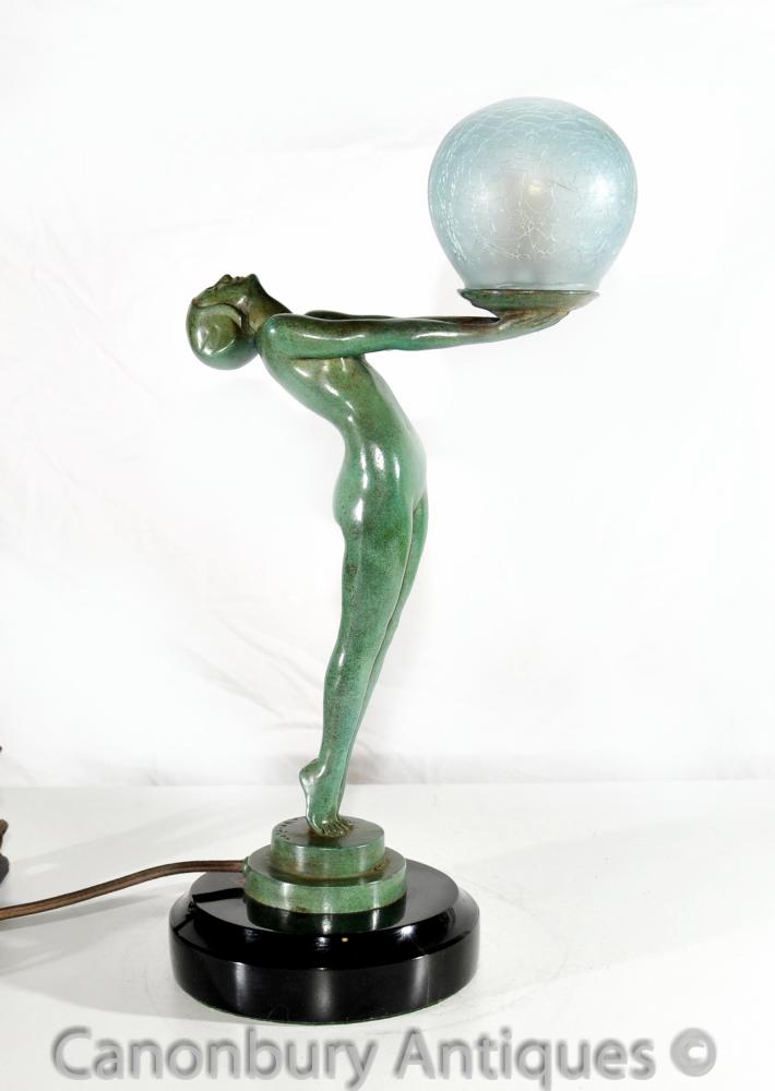 Lampe de table Art Déco Bronze Clarte Biba Fille Figurine Lumière
