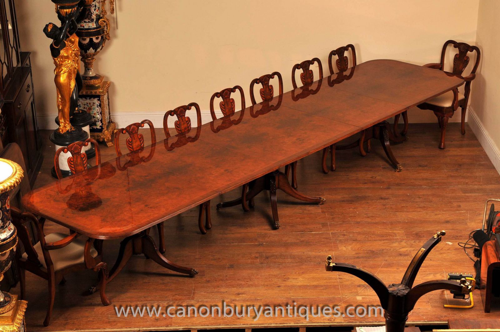 Large Regency Pedestal Table and Set of Chairs www_canonburyantiques_com-2