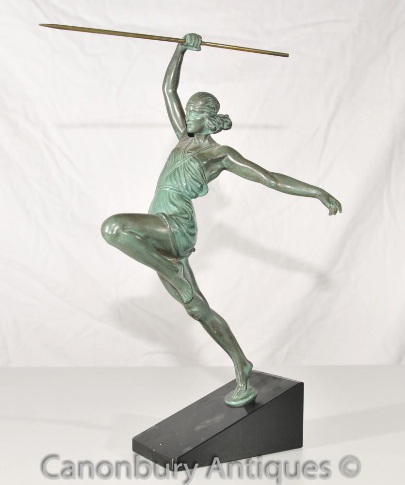 Original Art Deco Bronze Amazone Au Javelot by Le Faguays Le Verrier