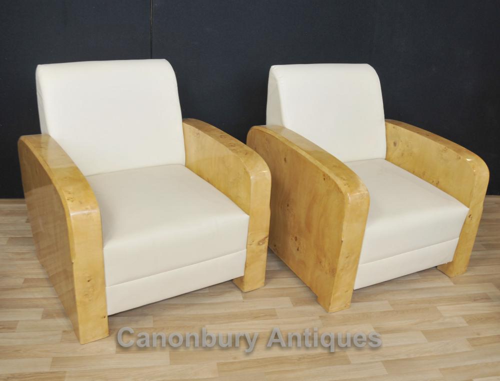 Pair Art Deco Club Chairs Arm