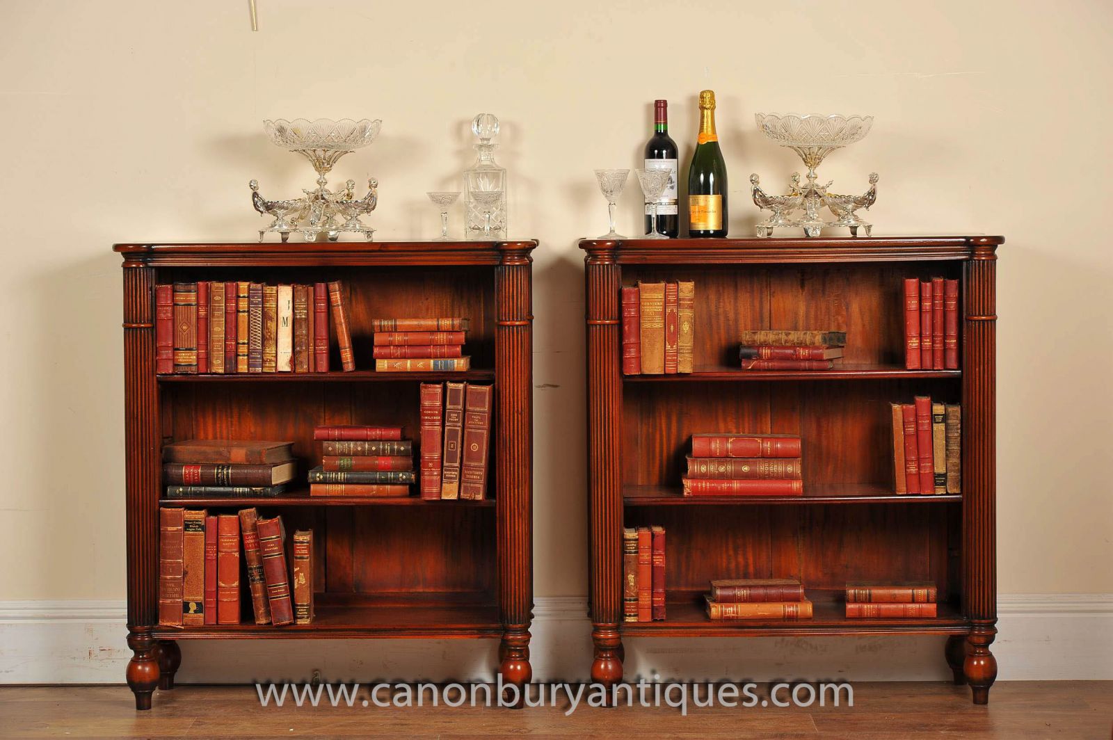 Pair Regency Mahogany Bookcases www_canonburyantiques_com-2