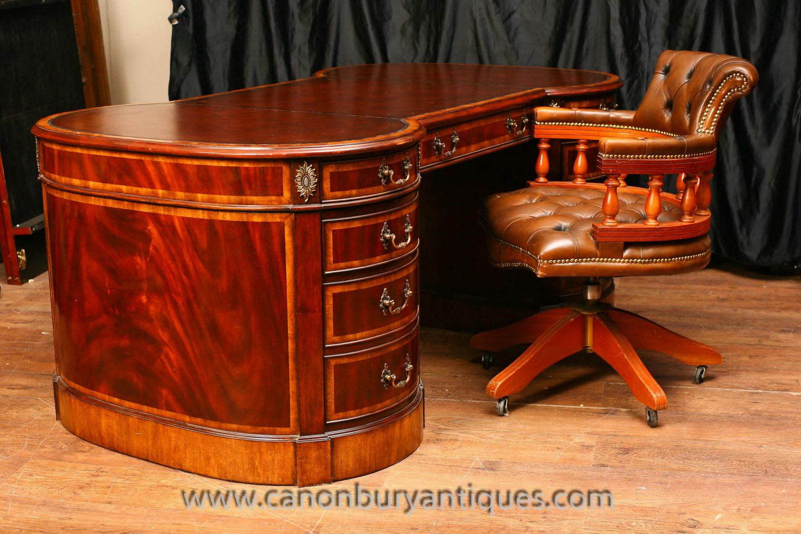 Regency Mahogany Desk and Chair Set www_canonburyantiques_com (12)-2