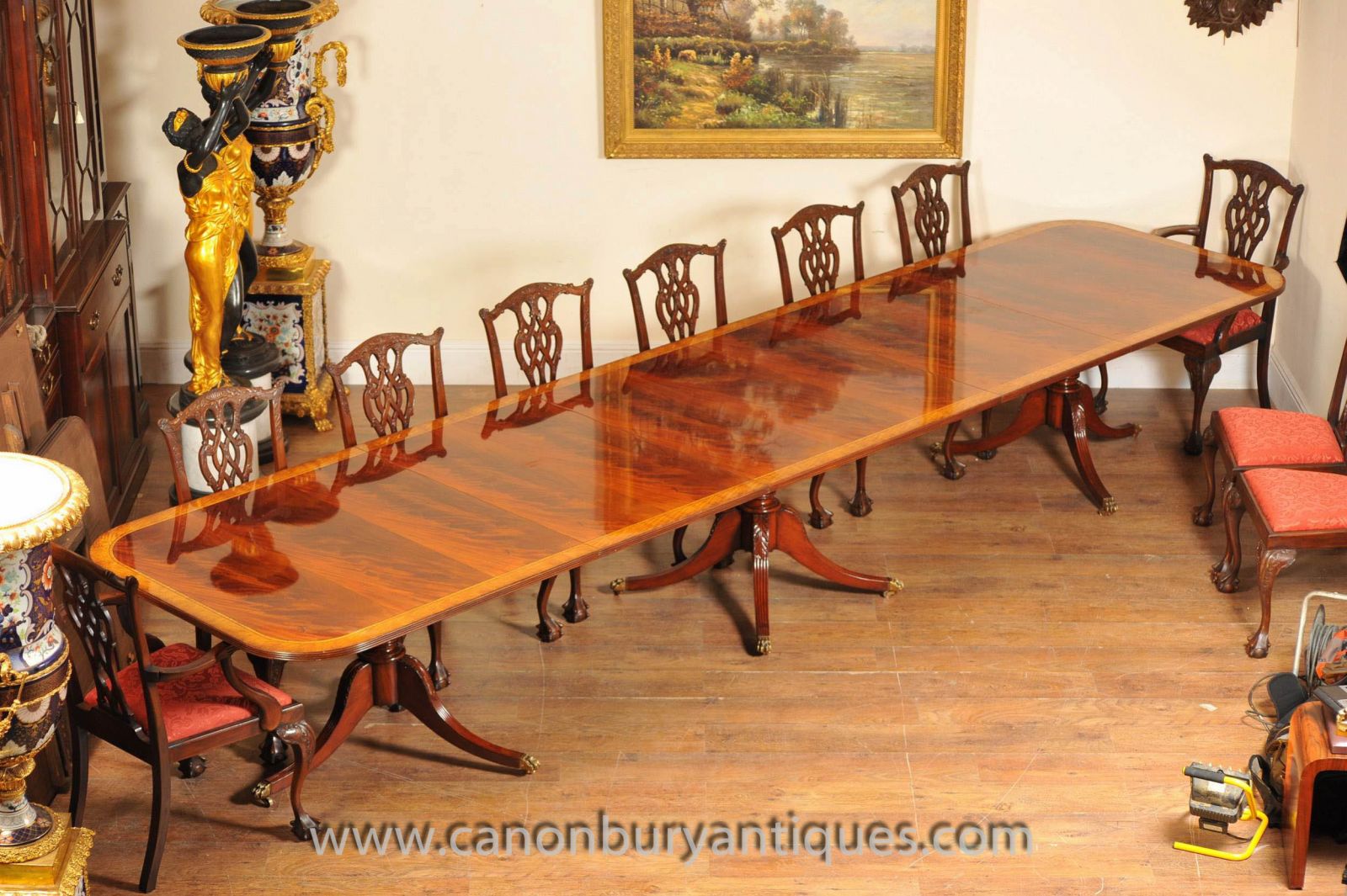 Regency Table and Set Chippendale Dining Chairs Set www_canonburyantiques_com (6)-2