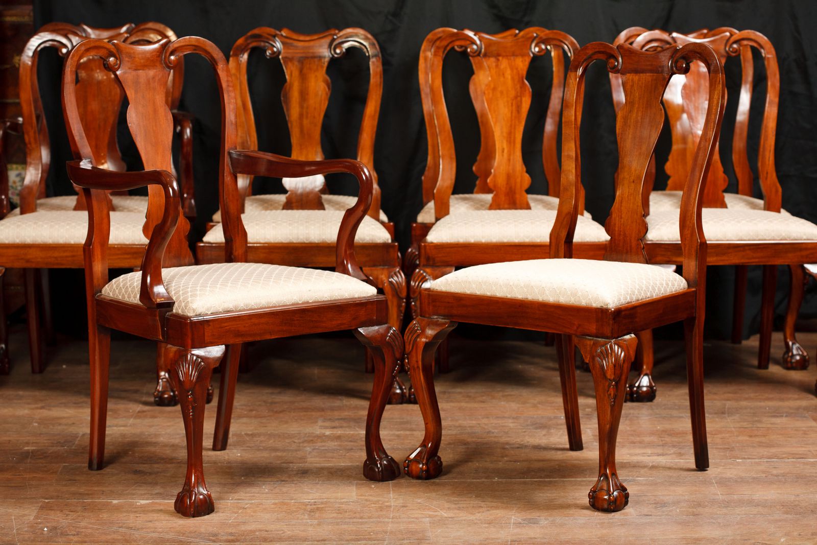 Set Queen Anne Dining Chairs www_canonburyantiques_com