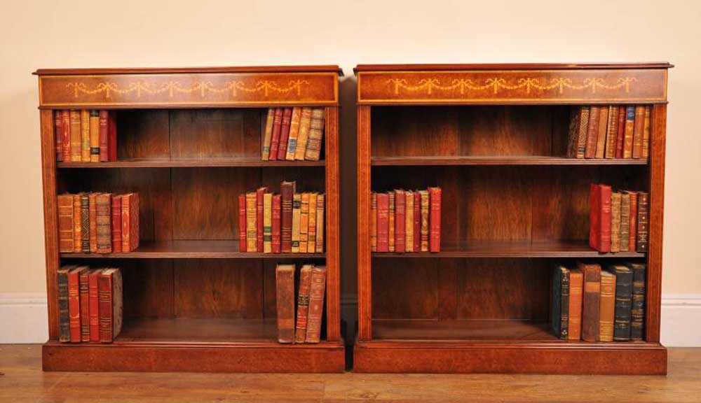 Sheraton Walnut Low Open Front Bookcases