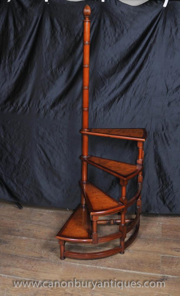 Victorian Library Ladder Step Ladders Walnut Stair-1423079629-product-17