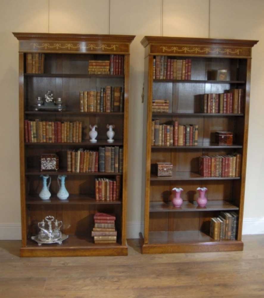 Walnut Regency Sheraton Open Front Bookcases