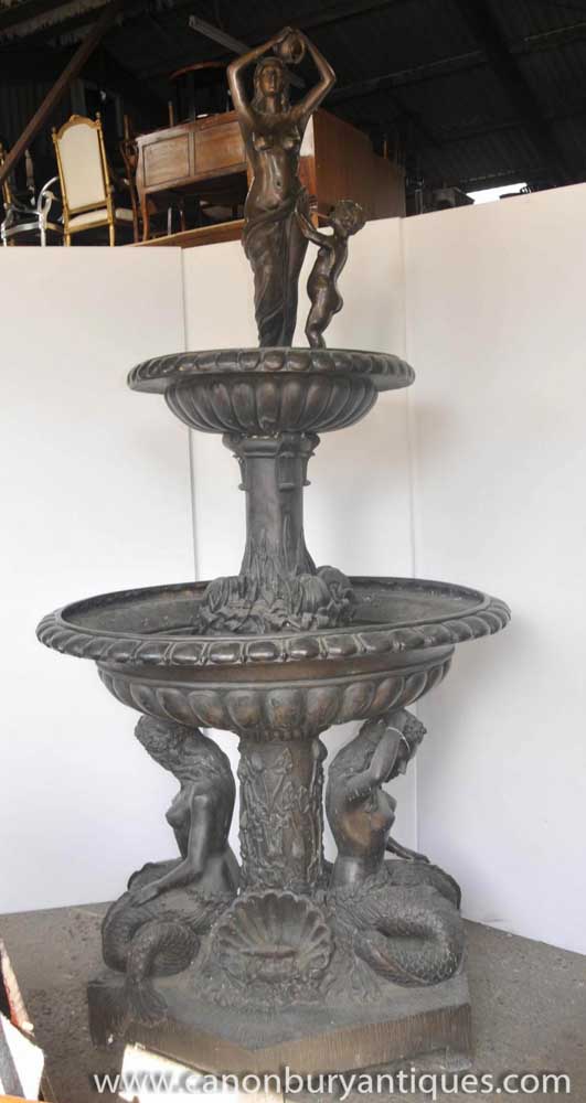 XL Italian Bronze Mermaid Tiered Fountain