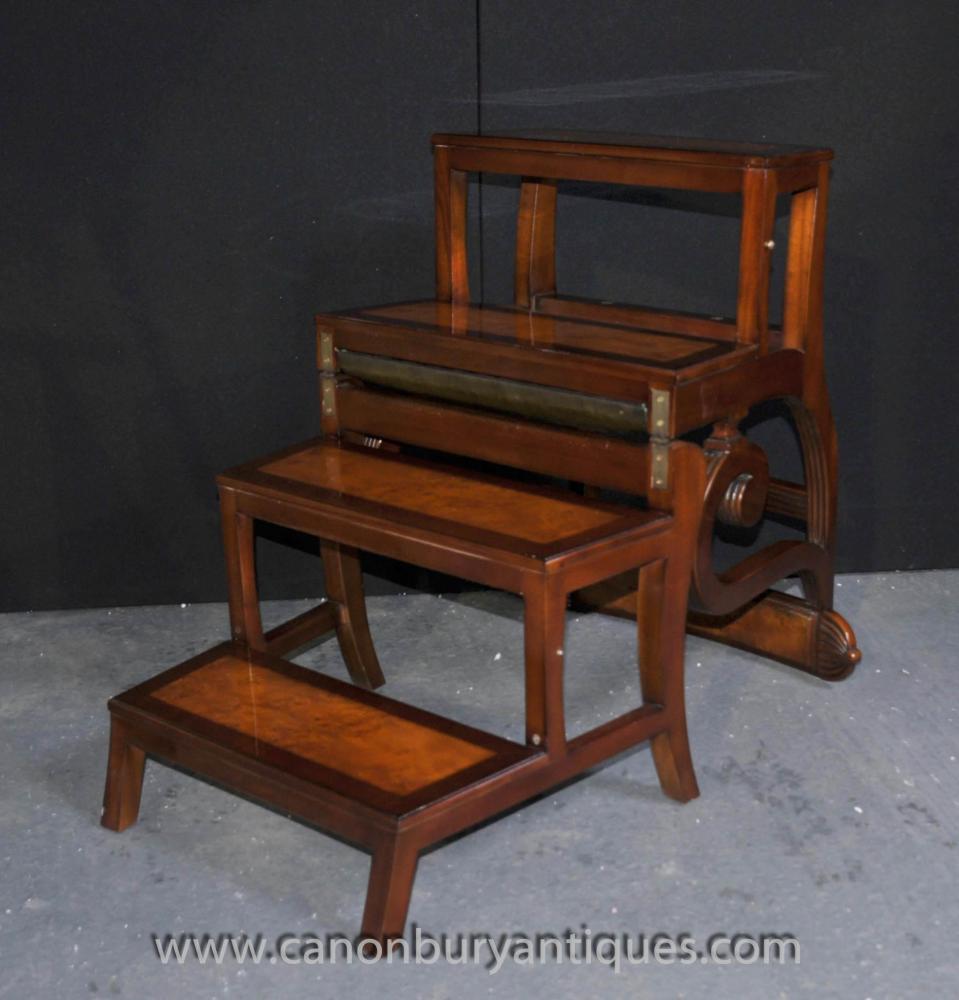 walnut metamorphic chair library steps