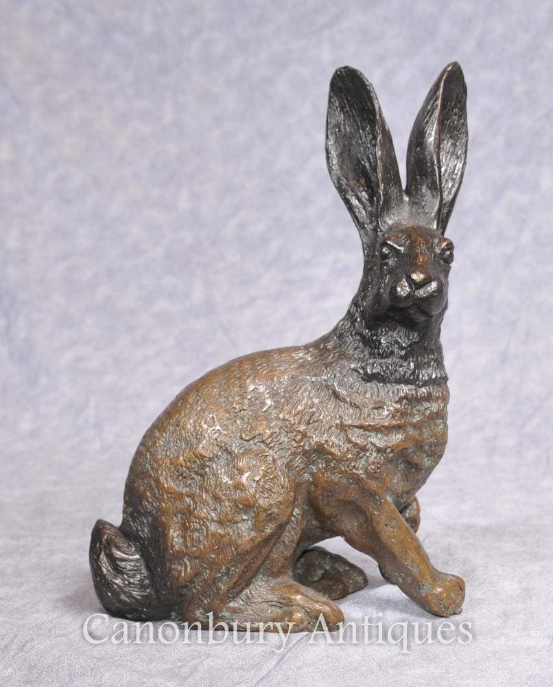 Anglais Bronze casting Hare Statue Pays Lapin Lapin