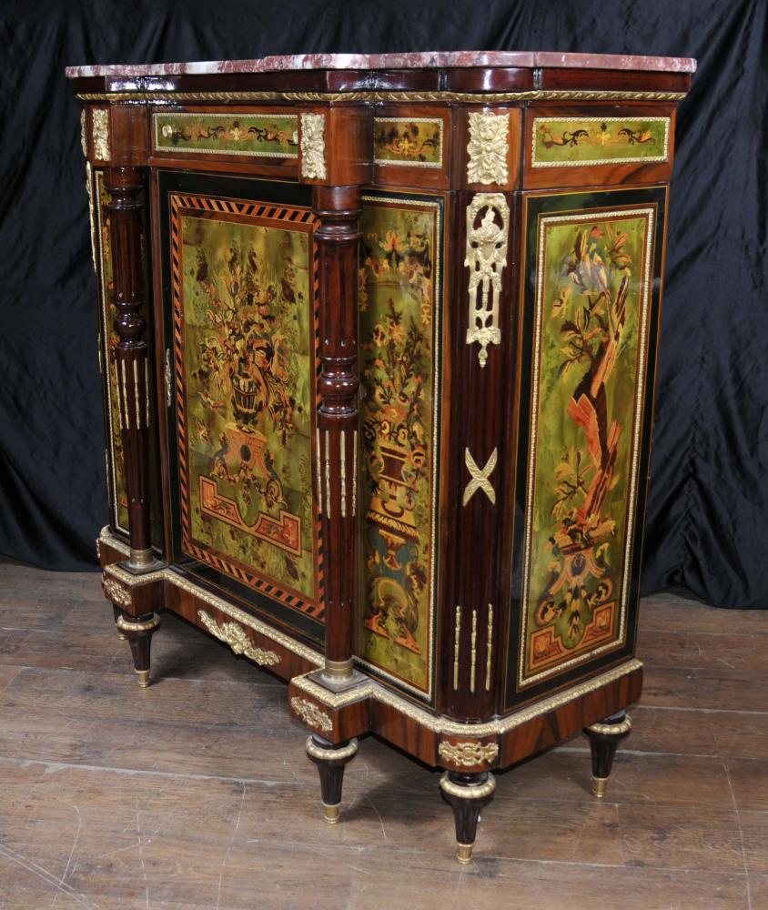 Français Peint Empire Cabinet Chest Bahut Vernis Martin