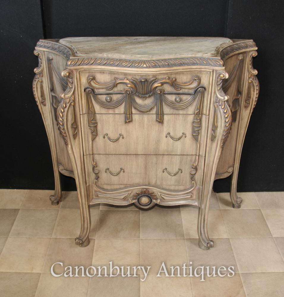 Empire français Painted Chest Commode Tiroirs Shabby