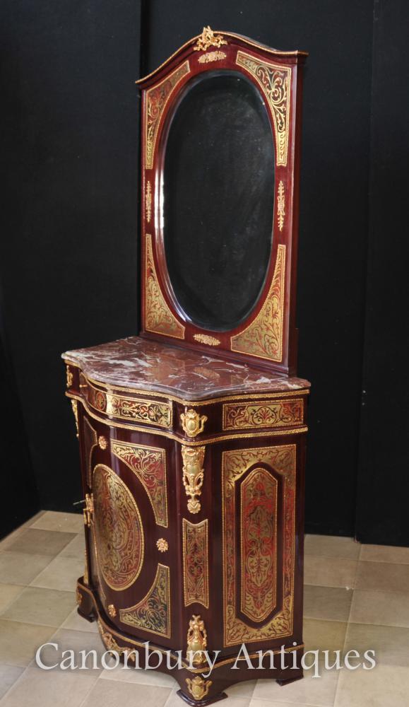 Français Boulle Inlay Cabinet et miroir stand Bahut Coiffeuse