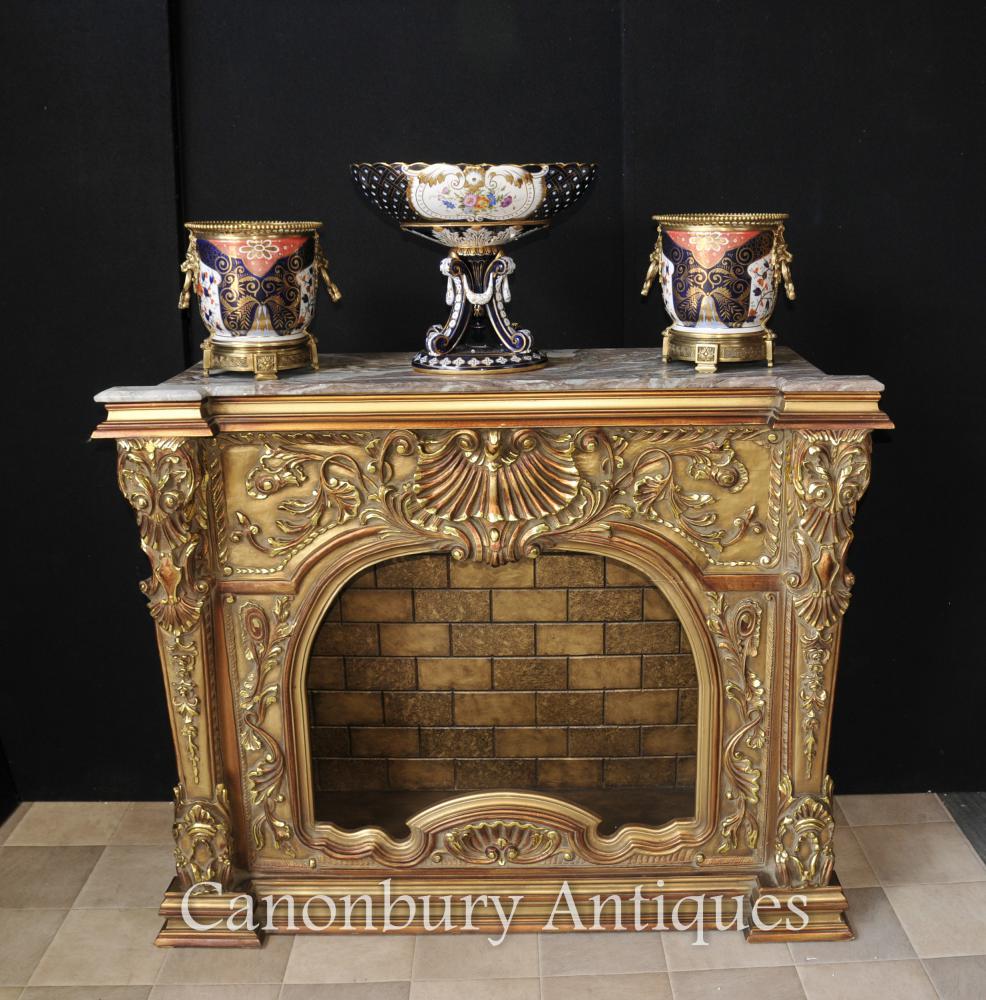 Sculpté Français Louis XVI Gilt Cheminée Mantel Cheminée