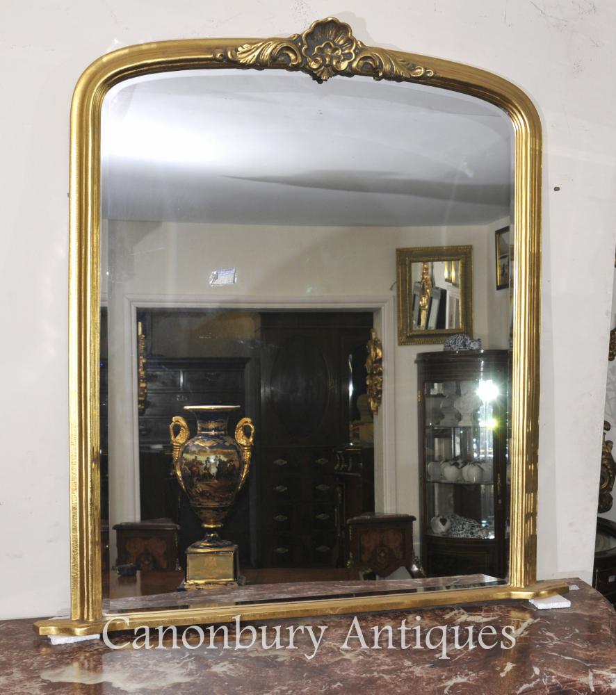 Art Nouveau français Gilt Mantle Miroir en verre Miroirs