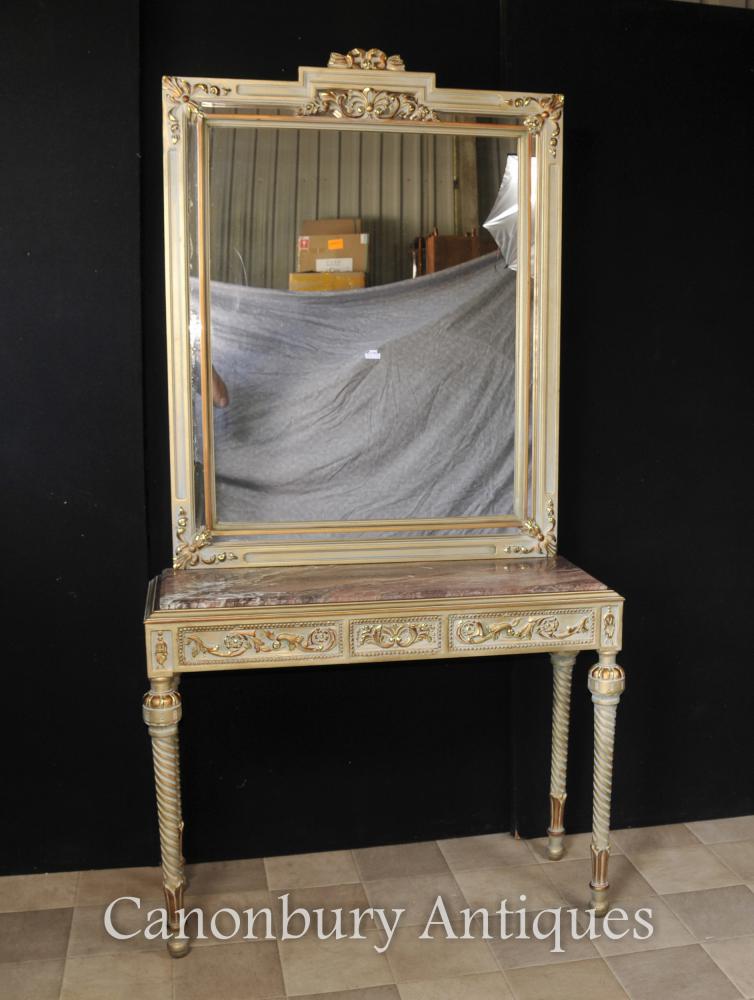 Empire français Painted Table Console et Miroir Set